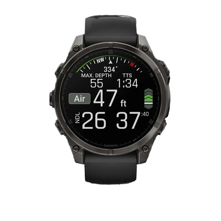 Garmin Fenix 8 47mm AMOLED Sapphire Carbon Gray DLC Titanium with Black/Pebble Gray Silicone Band (010-02904-20/21)