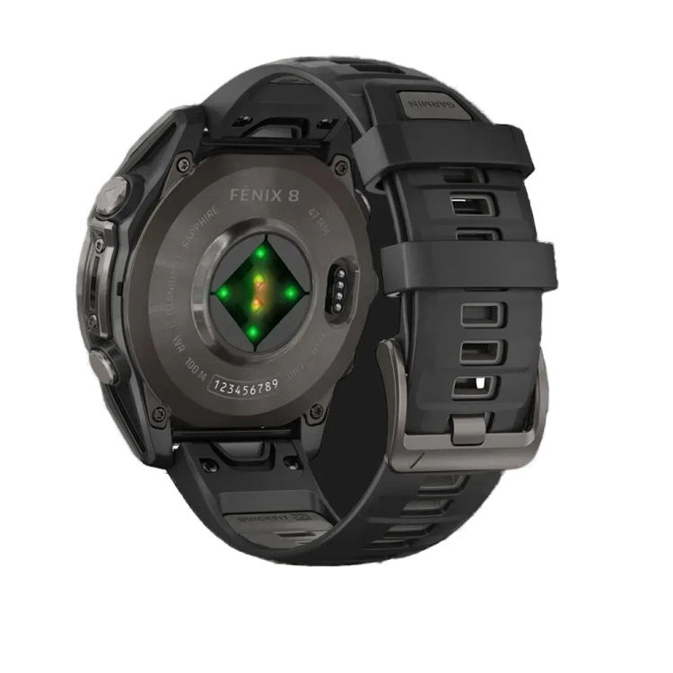 Garmin Fenix 8 47mm AMOLED Sapphire Carbon Gray DLC Titanium with Black/Pebble Gray Silicone Band (010-02904-20/21)