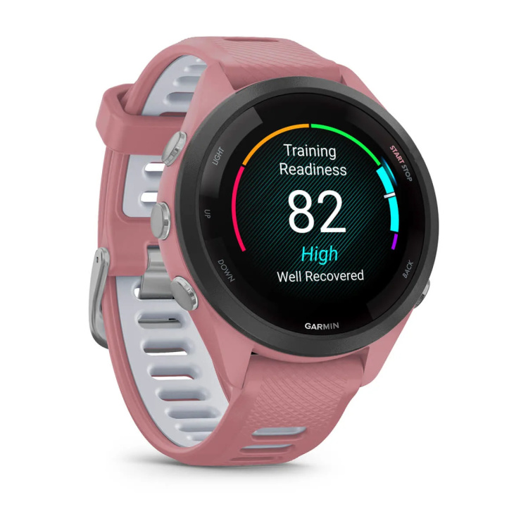 Garmin Forerunner 265S Black Bezel with Light Pink Case and Light Pink/Whitestone Silicone Band (010-02810-05/15)
