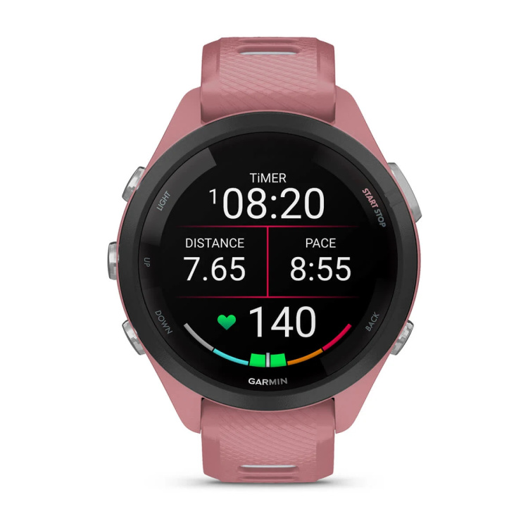 Garmin Forerunner 265S Black Bezel with Light Pink Case and Light Pink/Whitestone Silicone Band (010-02810-05/15)