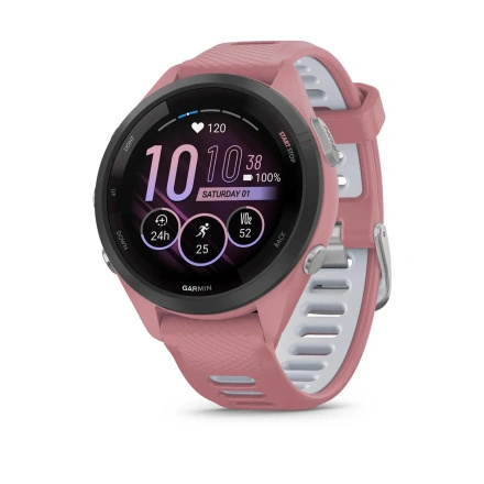 Garmin Forerunner 265S Black Bezel with Light Pink Case and Light Pink/Whitestone Silicone Band (010-02810-05/15)