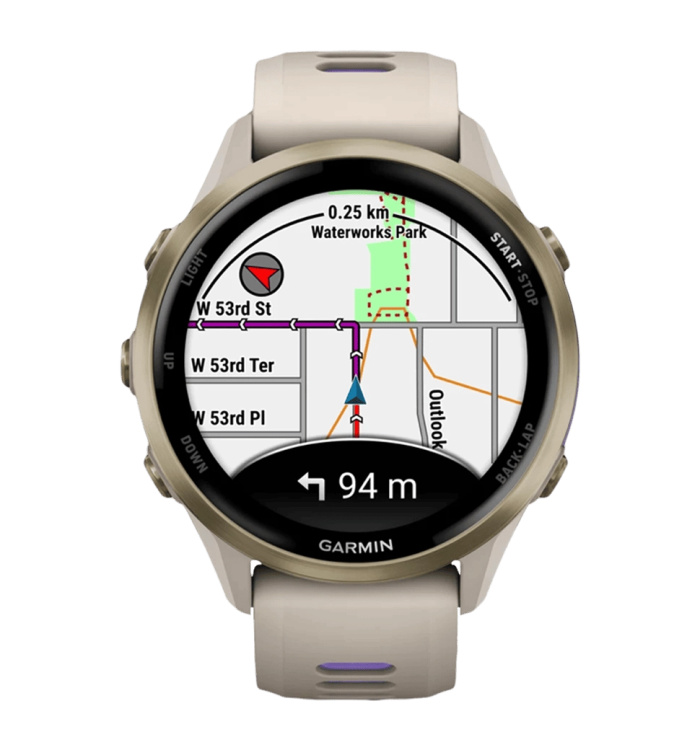 Garmin Forerunner 970 Soft Gold Titanium with French Gray Case and French Gray/Translucent Indigo Band (010-02969-02/12)