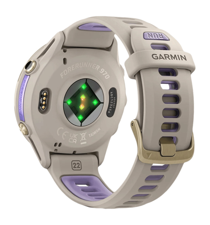 Garmin Forerunner 970 Soft Gold Titanium with French Gray Case and French Gray/Translucent Indigo Band (010-02969-02/12)