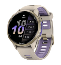 Garmin Forerunner 970 Soft Gold Titanium with French Gray Case and French Gray/Translucent Indigo Band (010-02969-02/12)