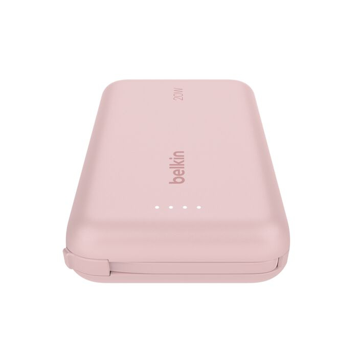 Зарядное устройство Power Bank Belkin 10000мАh, 20W, встроенный кабель USB-C (Pink) (BPB021HQPK)