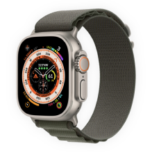 Apple Watch Ultra 49mm Titanium Case with Green Alpine Loop Large (MQFP3)