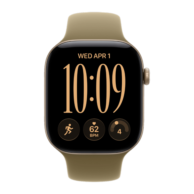 Apple Watch Series 12 GPS 42mm Light Gold Aluminum Case with Olive Sport Band - S/M
