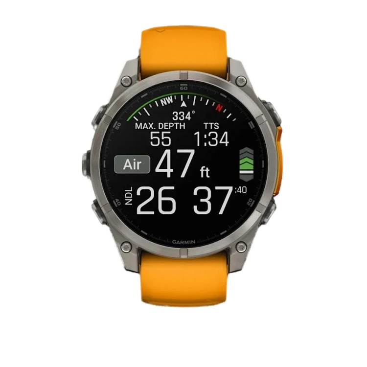 Garmin Fenix 8 47mm AMOLED Sapphire Titanium with Spark Orange/Graphite Silicone Band (010-02904-10/11)