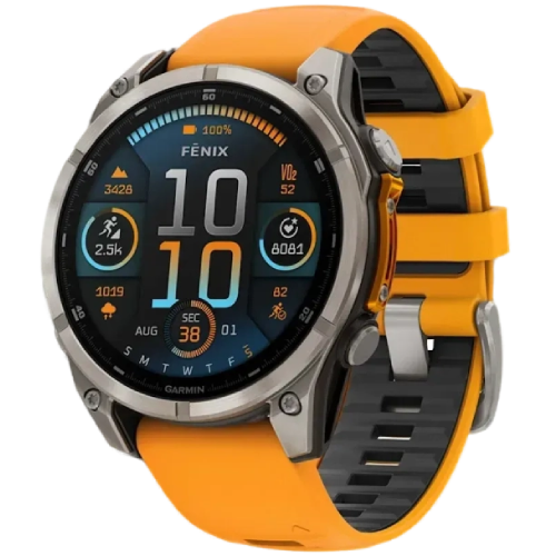 Garmin Fenix 8 47mm AMOLED Sapphire Titanium with Spark Orange/Graphite Silicone Band (010-02904-10/11)
