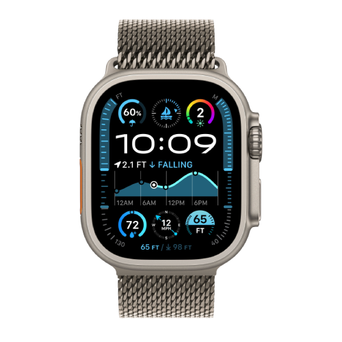 Apple Watch Ultra 2 49mm Natural Titanium Case with Natural Titanium Milanese Loop (Large) 2024 (MX5T3)