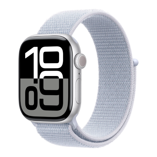 Apple Watch Series 10 GPS 46mm Silver Aluminum Case with Blue Cloud Sport Loop (MWWN3) бу