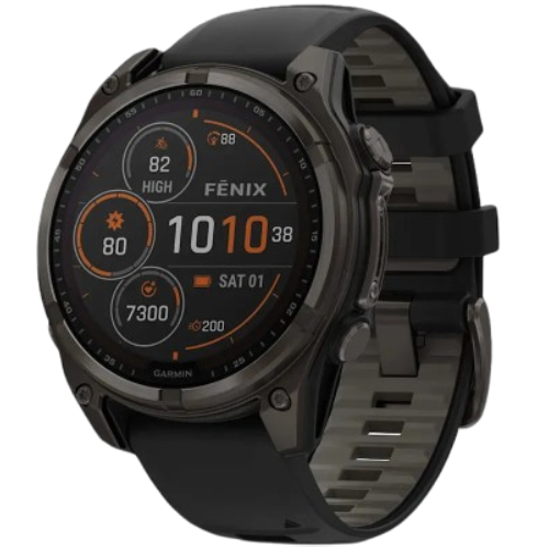 Garmin Fenix 8 47mm Solar Sapphire Carbon Gray DLC Titanium with Black/Pebble Gray Silicone Band (010-02906-10/11)