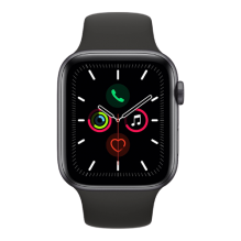 Apple Watch Series 5 GPS, 44mm Space Gray Aluminum Case with Black Sport Band (MWVF2) бу