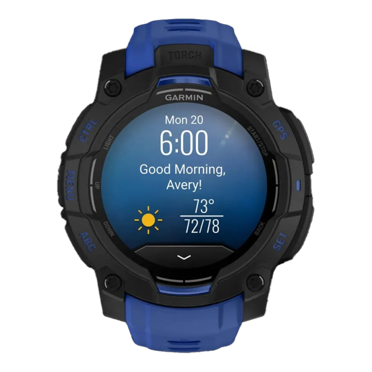 Garmin Instinct 3 45mm AMOLED Black with Bolt Blue/Black Band (010-02936-03)