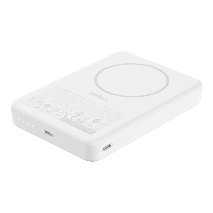 Зарядний пристрій Power Bank Belkin 10000мАh, 20W/Qi2 7.5W, Slim Magnetic (White) (BPD015HQWH)