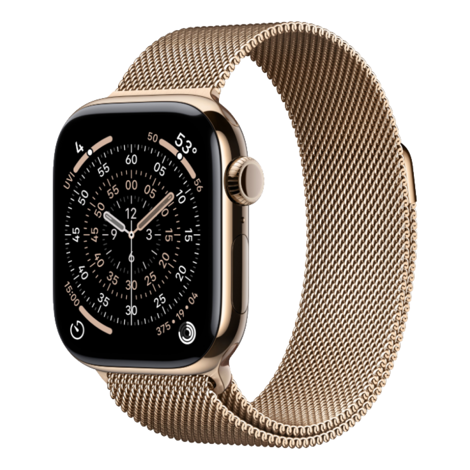 Apple Watch Series 11 46mm Gold Titanium Case with Gold Milanese Loop - M/L