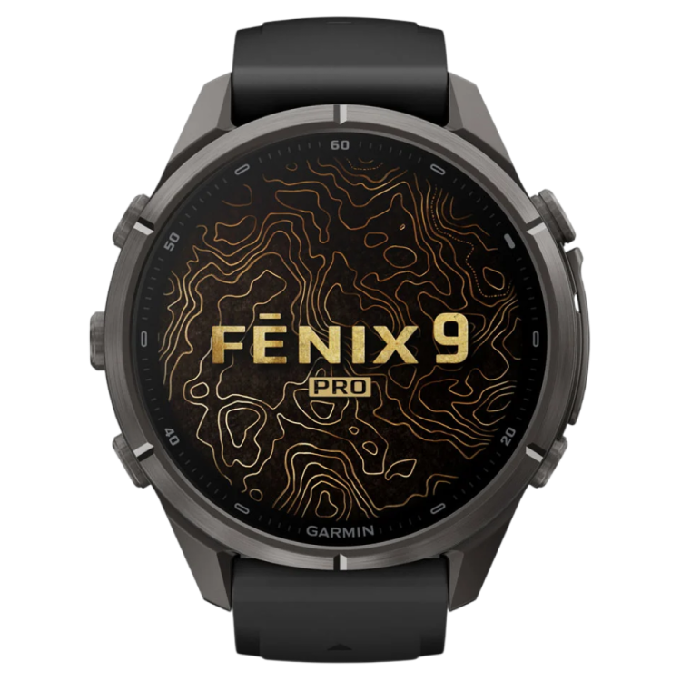 Garmin Fenix 9 Pro 43mm LTE AMOLED Sapphire Carbon Gray DLC Titanium with Black/Pebble Gray Silicone Band (010-04335-10/11) 