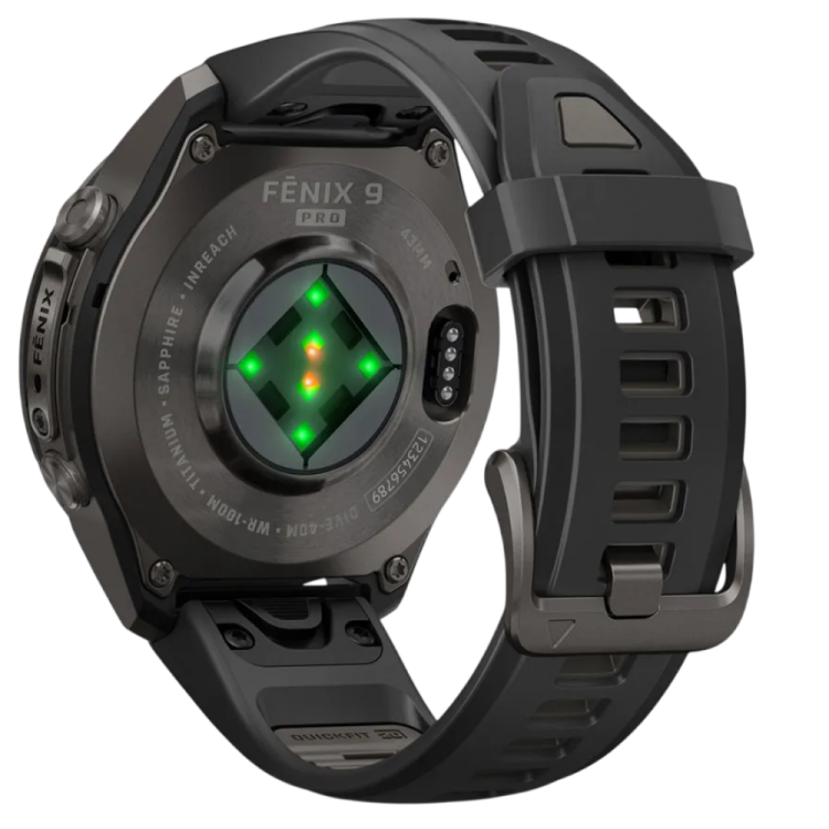 Garmin Fenix 9 Pro 43mm LTE AMOLED Sapphire Carbon Gray DLC Titanium with Black/Pebble Gray Silicone Band (010-04335-10/11) 