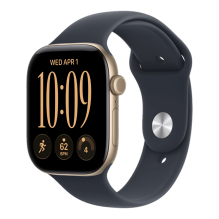 Apple Watch Series 12 GPS 46mm Light Gold Aluminum Case with Navy Blue Sport Band - M/L
