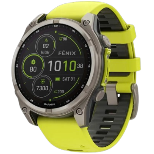 Garmin Fenix 8 47mm Solar Sapphire Titanium with Amp Yellow/Graphite Silicone Band (010-02906-20/21)
