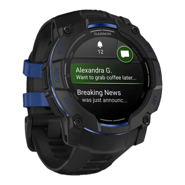 Garmin Instinct 3 50mm AMOLED Black with Black/Bolt Blue Band (010-03020-03)