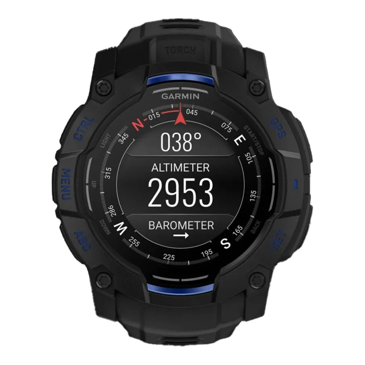Garmin Instinct 3 50mm AMOLED Black with Black/Bolt Blue Band (010-03020-03)