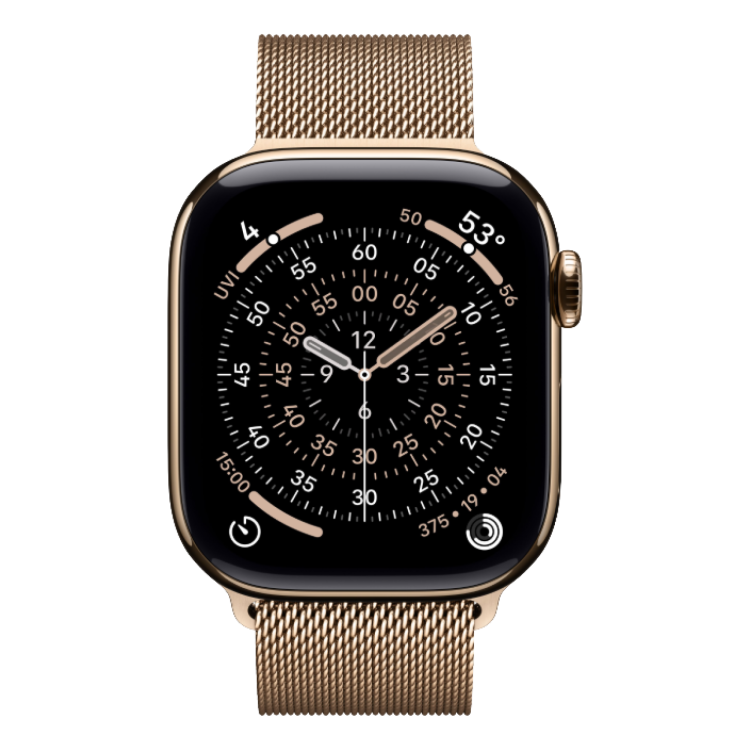 Apple Watch Series 11 46mm Gold Titanium Case with Gold Milanese Loop - M/L