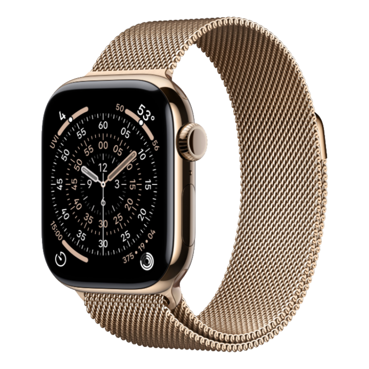 Apple Watch Series 11 46mm Gold Titanium Case with Gold Milanese Loop - M/L Apple Watch Series 11 46mm Gold Titanium Case with Gold Milanese Loop - M/L