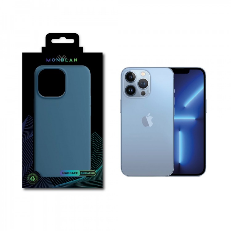 Чехол Monblan для iPhone 13 Pro Magnetic Silicone [MagSafe & Animation] Series (Blue Jay)
