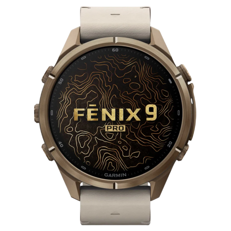 Garmin Fenix 9 Pro 43mm LTE AMOLED Sapphire Autumn Gold Titanium with Bone Leather Band (010-04335-40/41)