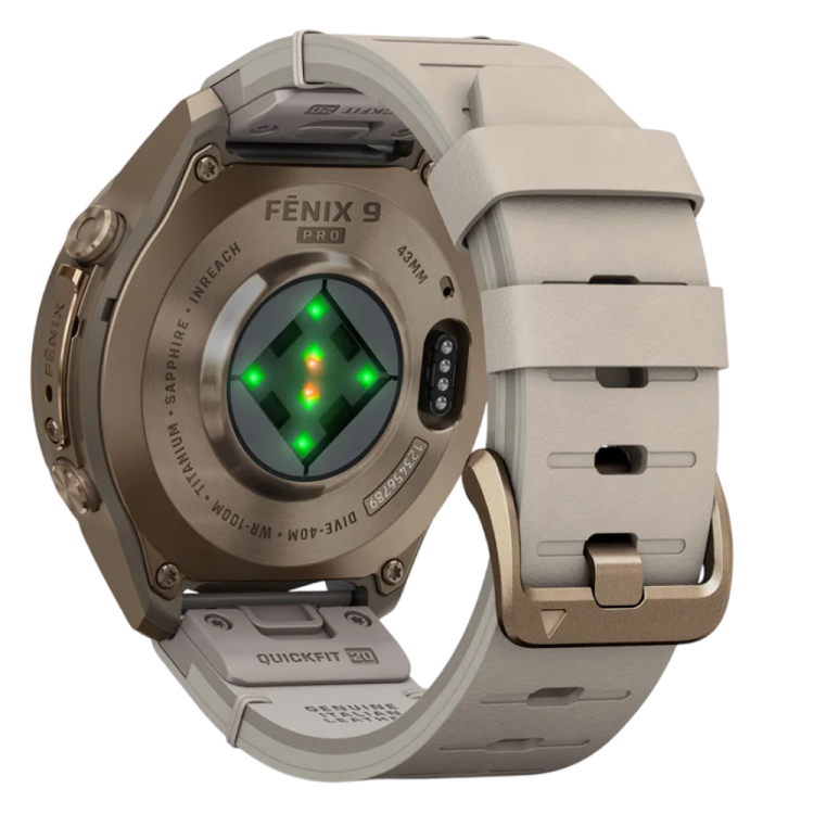 Garmin Fenix 9 Pro 43mm LTE AMOLED Sapphire Autumn Gold Titanium with Bone Leather Band (010-04335-40/41)