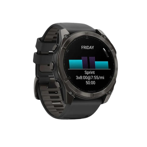 Garmin Fenix 8 51mm AMOLED Sapphire Carbon Gray DLC Titanium with Black/Pebble Gray Silicone Band (010-02905-20/21)