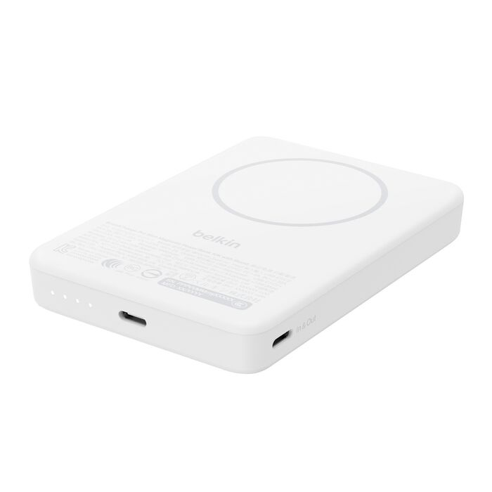 Зарядний пристрій Power Bank Belkin 10000мАh, 20W/Qi2 7.5W, Magnetic Kickstand (White) (BPD016HQWH)