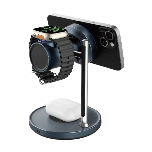 Безпровідна зарядка WiWU Wi-W041 3-in-1 Magnetic Wireless Charger (6977703659542) Безпровідна зарядка WiWU Wi-W041 3-in-1 Magnetic Wireless Charger (6977703659542)