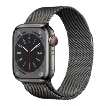 Apple Watch 8 45mm (GPS+LTE) Graphite Stainless Steel Case with  Graphite Milanese Loop (MNKX3)