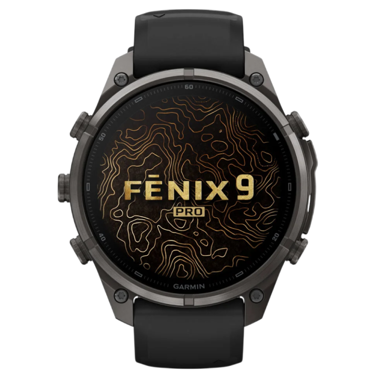 Garmin Fenix 9 Pro 47mm LTE AMOLED Sapphire Carbon Gray DLC Titanium with Black/Pebble Gray Silicone Band (010-04336-10/11)