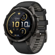 Garmin Fenix 9 Pro 47mm LTE AMOLED Sapphire Carbon Gray DLC Titanium with Black/Pebble Gray Silicone Band (010-04336-10/11)