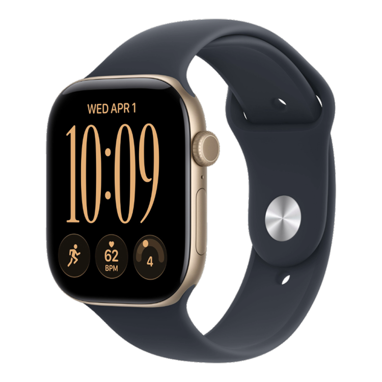 Apple Watch Series 12 GPS 42mm Light Gold Aluminum Case with Navy Blue Sport Band - M/L