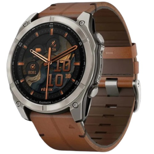 Garmin Fenix 8 51mm AMOLED Sapphire Carbon Grey DLC with Chestnut Leather Band (010-02905-40) Garmin Fenix 8 51mm AMOLED Sapphire Carbon Grey DLC with Chestnut Leather Band (010-02905-40)
