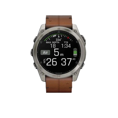 Garmin Fenix 8 51mm AMOLED Sapphire Carbon Grey DLC with Chestnut Leather Band (010-02905-40)