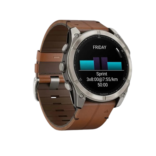 Garmin Fenix 8 51mm AMOLED Sapphire Carbon Grey DLC with Chestnut Leather Band (010-02905-40)