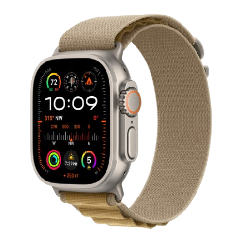 Apple Watch Ultra 2 49mm Natural Titanium Case with Tan Alpine Loop (Medium) 2024 (MX4F3)