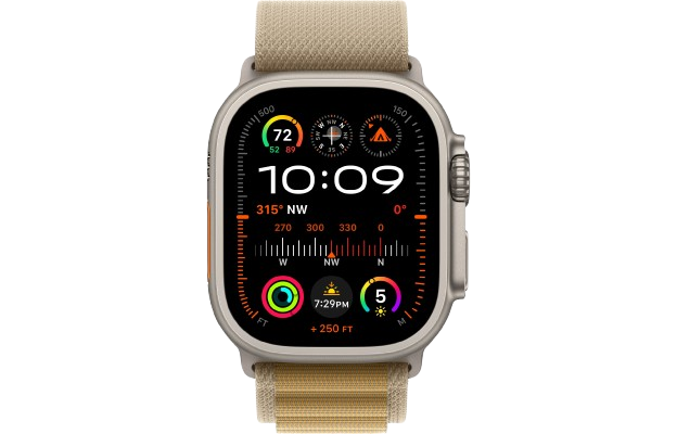 Apple Watch Ultra 2 49mm Natural Titanium Case with Tan Alpine Loop (Medium) 2024 (MX4F3)