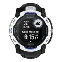 Garmin Instinct 3 50mm Solar Whitestone with Black/Bolt Blue Band (010-02935-03)