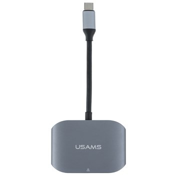 Адаптер Usams USB-C to USB3.0+RJ45 (Grey)