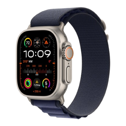 Apple Watch Ultra 2 49mm Natural Titanium Case with Navy Alpine Loop (Small) 2024 (MYT33/MXMX3) бу