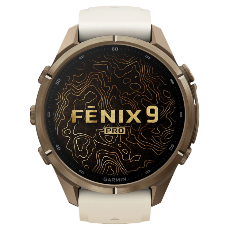 Garmin Fenix 9 Pro 43mm LTE AMOLED Sapphire Autumn Gold Titanium with Cream/French Gray Silicone Band (010-04335-20/21)