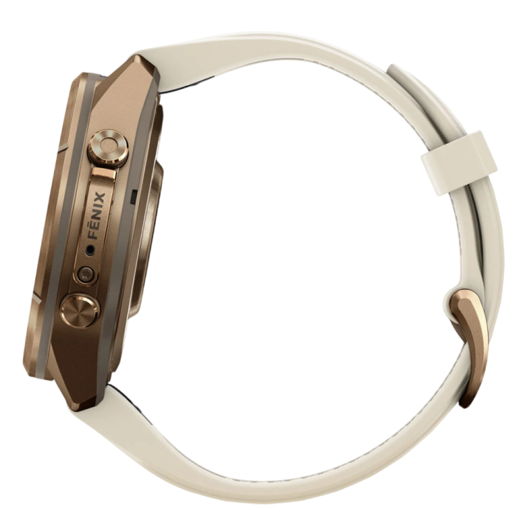 Garmin Fenix 9 Pro 43mm LTE AMOLED Sapphire Autumn Gold Titanium with Cream/French Gray Silicone Band (010-04335-20/21)