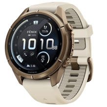 Garmin Fenix 9 Pro 43mm LTE AMOLED Sapphire Autumn Gold Titanium with Cream/French Gray Silicone Band (010-04335-20/21)