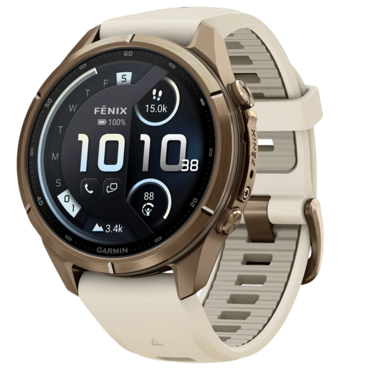 Garmin Fenix 9 Pro 43mm LTE AMOLED Sapphire Autumn Gold Titanium with Cream/French Gray Silicone Band (010-04335-20/21)